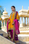 Pakistani Yellow Resham Zardozi Raw Silk Salwar Kameez (3-Piece) - Image 5