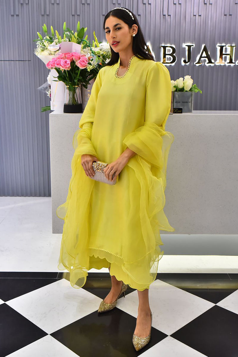 Pakistani Sunshine Yellow Raw Silk Salwar Kameez (2-Piece) - Image 1