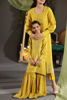 Mustard Swarovski Raw Silk Salwar Kameez (3-Piece) - Image 11