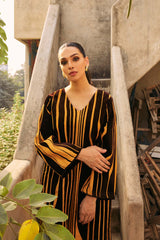 Pakistani Marigold Velvet Appliqué Raw Silk Salwar Kameez (2-Piece) - Image 4