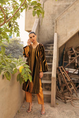 Pakistani Marigold Velvet Appliqué Raw Silk Salwar Kameez (2-Piece) - Image 5