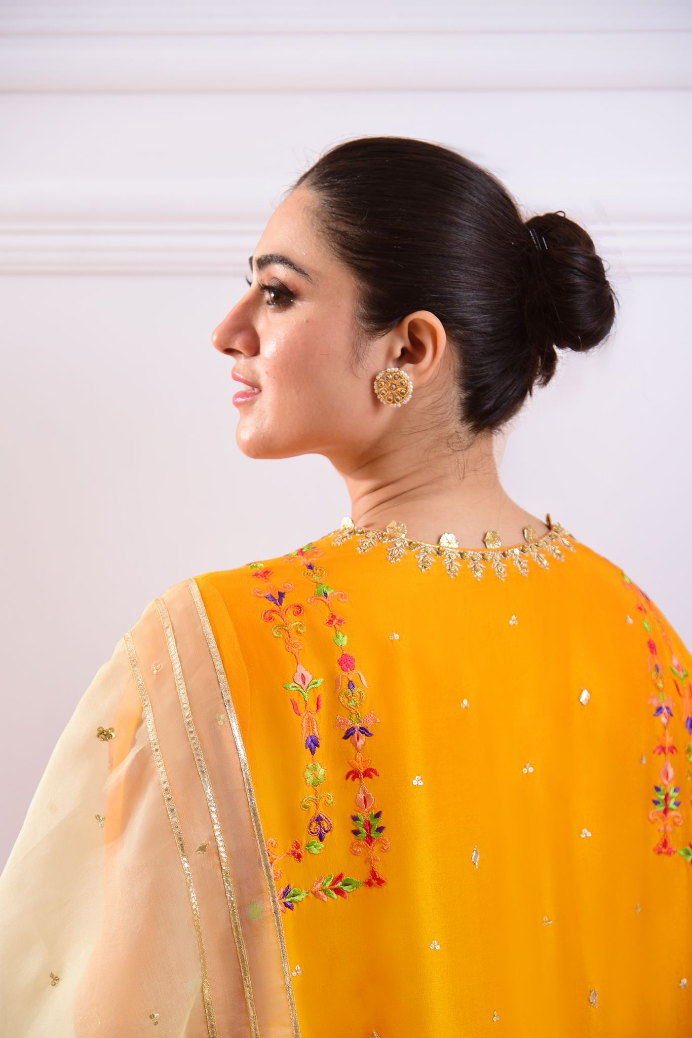 Haldi Yellow Zardozi Raw Silk Salwar Kameez (3-Piece) - Image 2