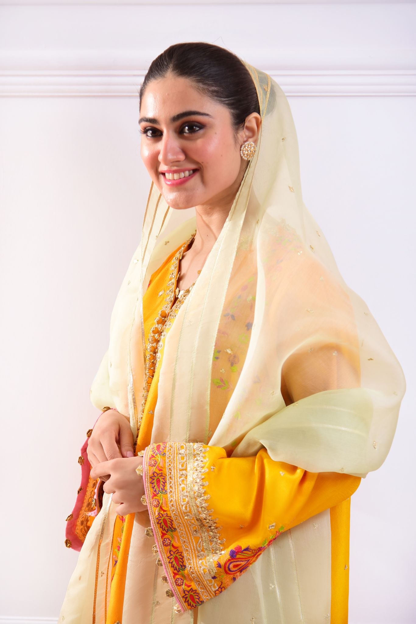 Haldi Yellow Zardozi Raw Silk Salwar Kameez (3-Piece) - Image 4