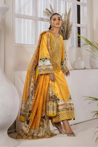 Chrome Yellow Embellished Satin-Silk Salwar Kameez (3-Piece) - Image 10