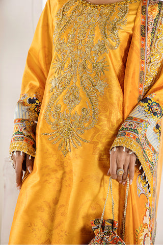 Chrome Yellow Embellished Satin-Silk Salwar Kameez (3-Piece) - Image 4
