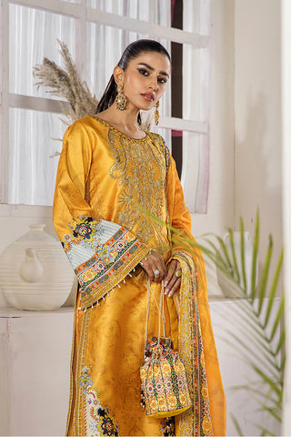 Chrome Yellow Embellished Satin-Silk Salwar Kameez (3-Piece) - Image 7