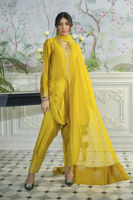 Honey Daffodil Embellished Sheesha Silk Salwar Kameez (3-Piece) - Image 10