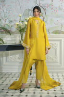 Honey Daffodil Embellished Sheesha Silk Salwar Kameez (3-Piece) - Image 2