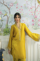Honey Daffodil Embellished Sheesha Silk Salwar Kameez (3-Piece) - Image 3
