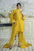 Honey Daffodil Embellished Sheesha Silk Salwar Kameez (3-Piece) - Image 8