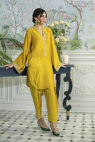 Honey Daffodil Embellished Sheesha Silk Salwar Kameez (3-Piece) - Image 9