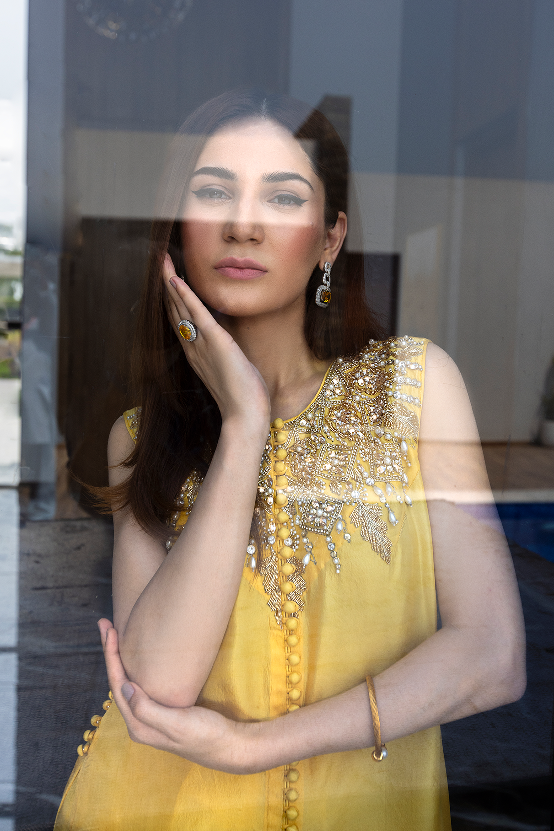 Yellow Embroidered Silk-Blend Salwar Kameez (2-Piece) - Image 4