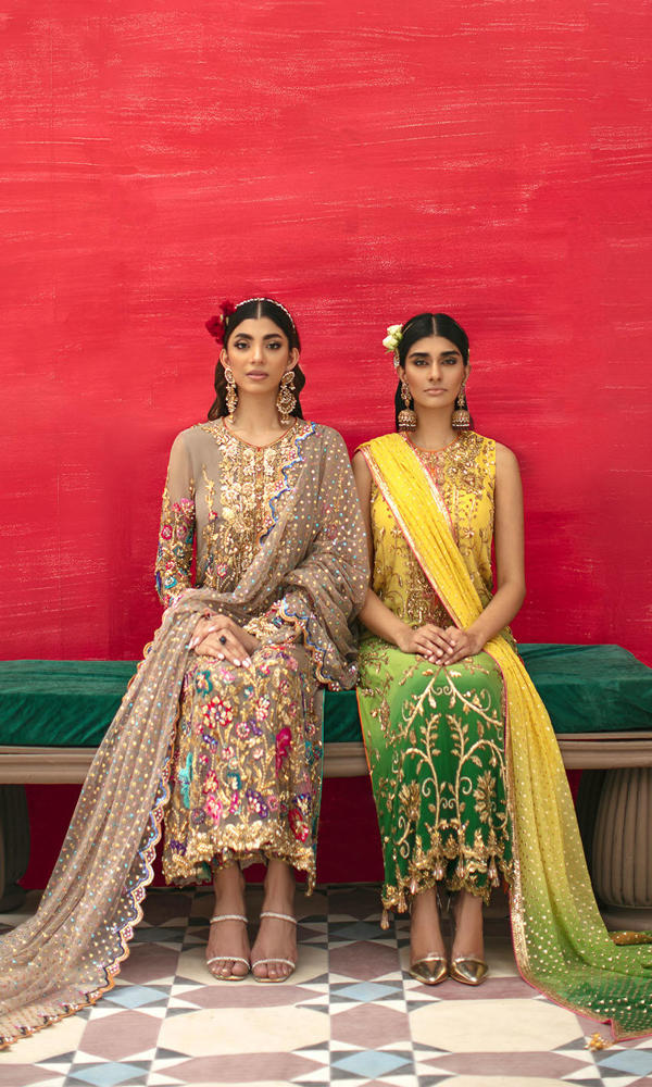 Yellow-Green Hand Embroidered Silk-Blend Salwar Kameez (3-Piece) - Image 7