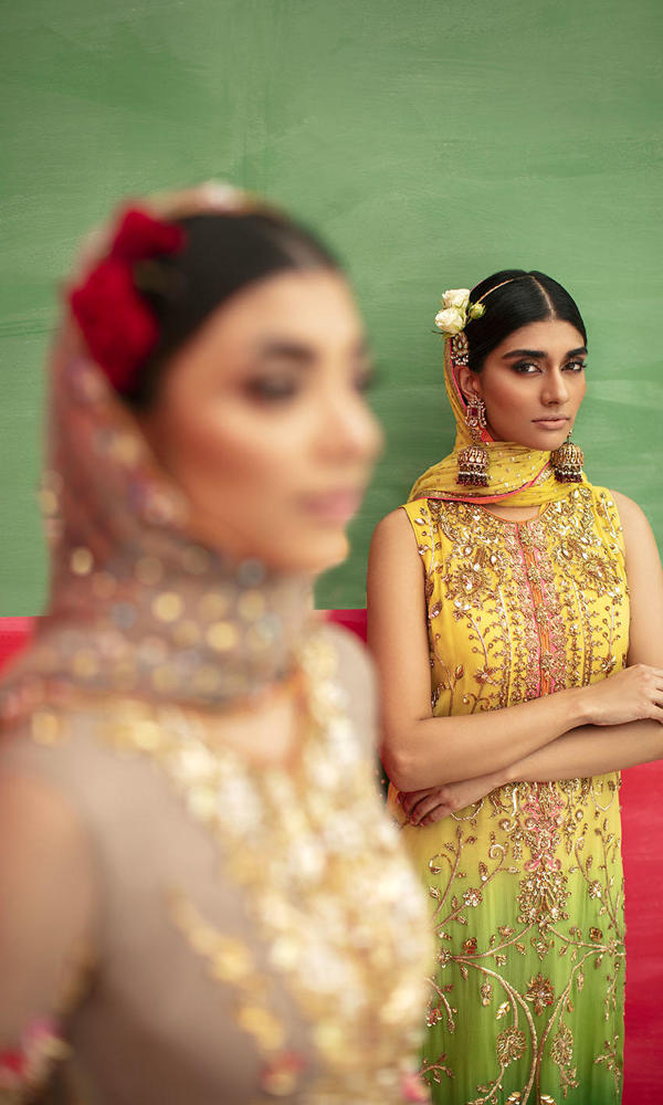 Yellow-Green Hand Embroidered Silk-Blend Salwar Kameez (3-Piece) - Image 8