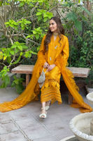 Marigold Embellished Silk Satin Salwar Kameez (3-Piece) - Image 10