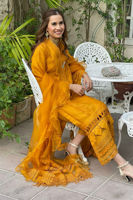 Marigold Embellished Silk Satin Salwar Kameez (3-Piece) - Image 8