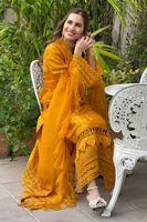 Marigold Embellished Silk Satin Salwar Kameez (3-Piece) - Image 9