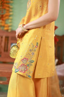 Pakistani Marigold Embellished Raw Silk Sharara (3-Piece) - Image 10