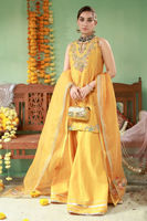 Pakistani Marigold Embellished Raw Silk Sharara (3-Piece) - Image 2