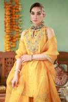 Pakistani Marigold Embellished Raw Silk Sharara (3-Piece) - Image 3