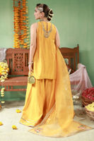Pakistani Marigold Embellished Raw Silk Sharara (3-Piece) - Image 4
