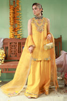 Pakistani Marigold Embellished Raw Silk Sharara (3-Piece) - Image 6