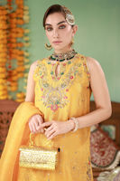 Pakistani Marigold Embellished Raw Silk Sharara (3-Piece) - Image 7