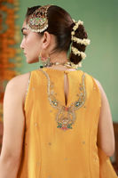 Pakistani Marigold Embellished Raw Silk Sharara (3-Piece) - Image 9