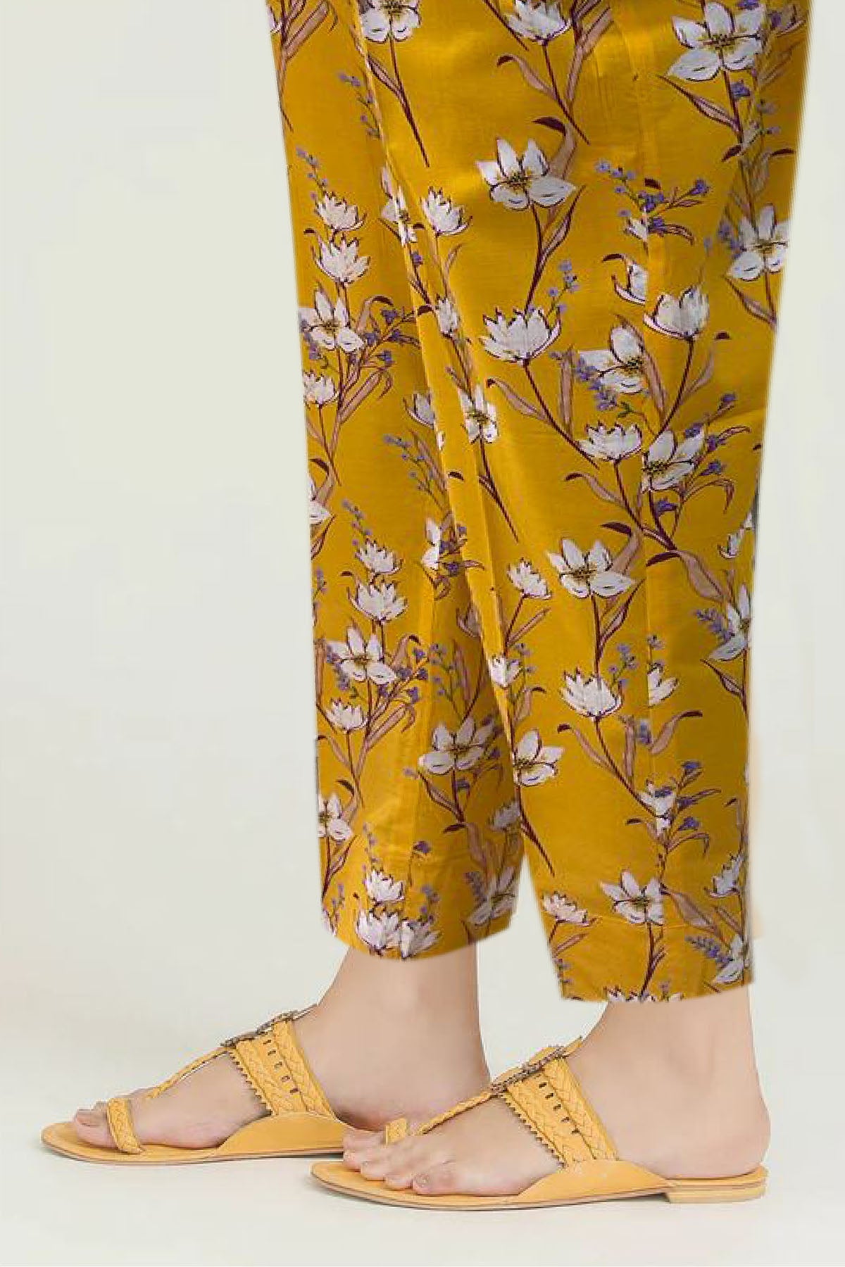 Pakistani Mustard Digital Printed Cotton Trouser (1-Pc) - Image 2